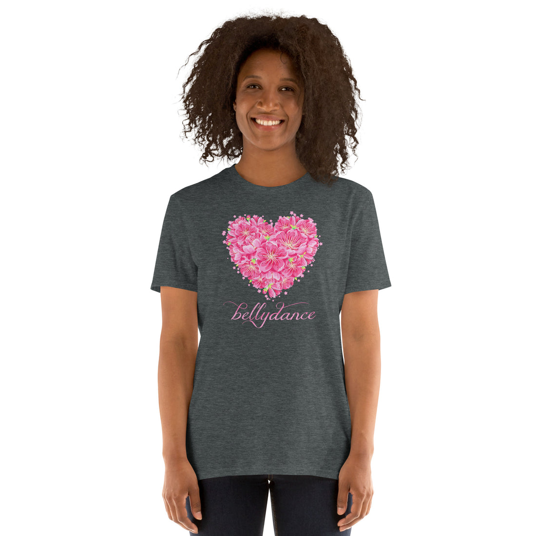 Flower Heart Belly Dance T-Shirt - gift for a dance lover, dancer, bellydancer - soft 100% cotton