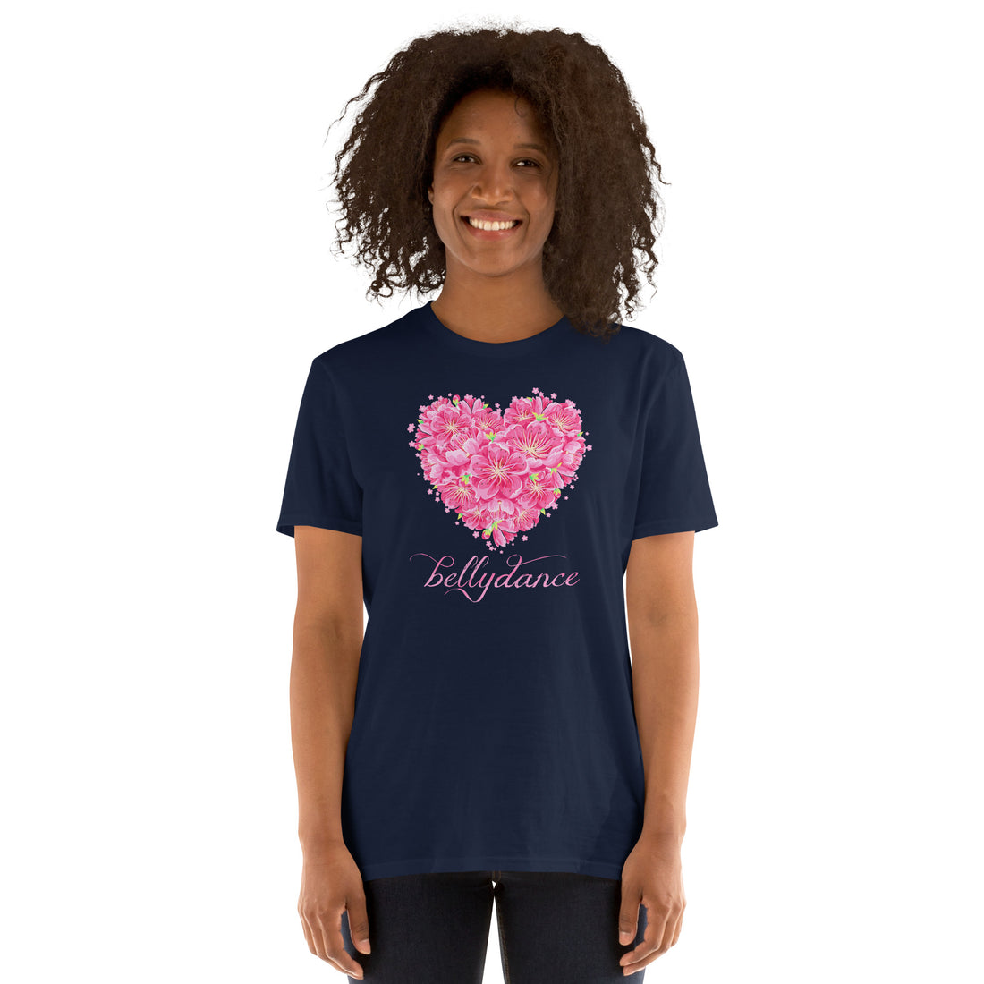 Flower Heart Belly Dance T-Shirt - gift for a dance lover, dancer, bellydancer - soft 100% cotton