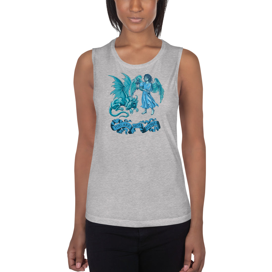 You Are Not Alone Tank Top -  affirmation, support, motivational message T-Shirt, relaxed fit -  angel, dragon